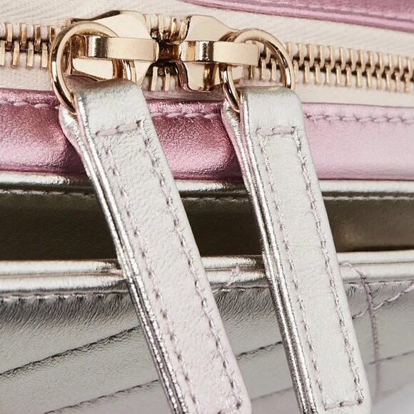 Chanel Pink Iridescent Quilted Lambskin Leather Flap Wallet Bag - Picture 7 of 11